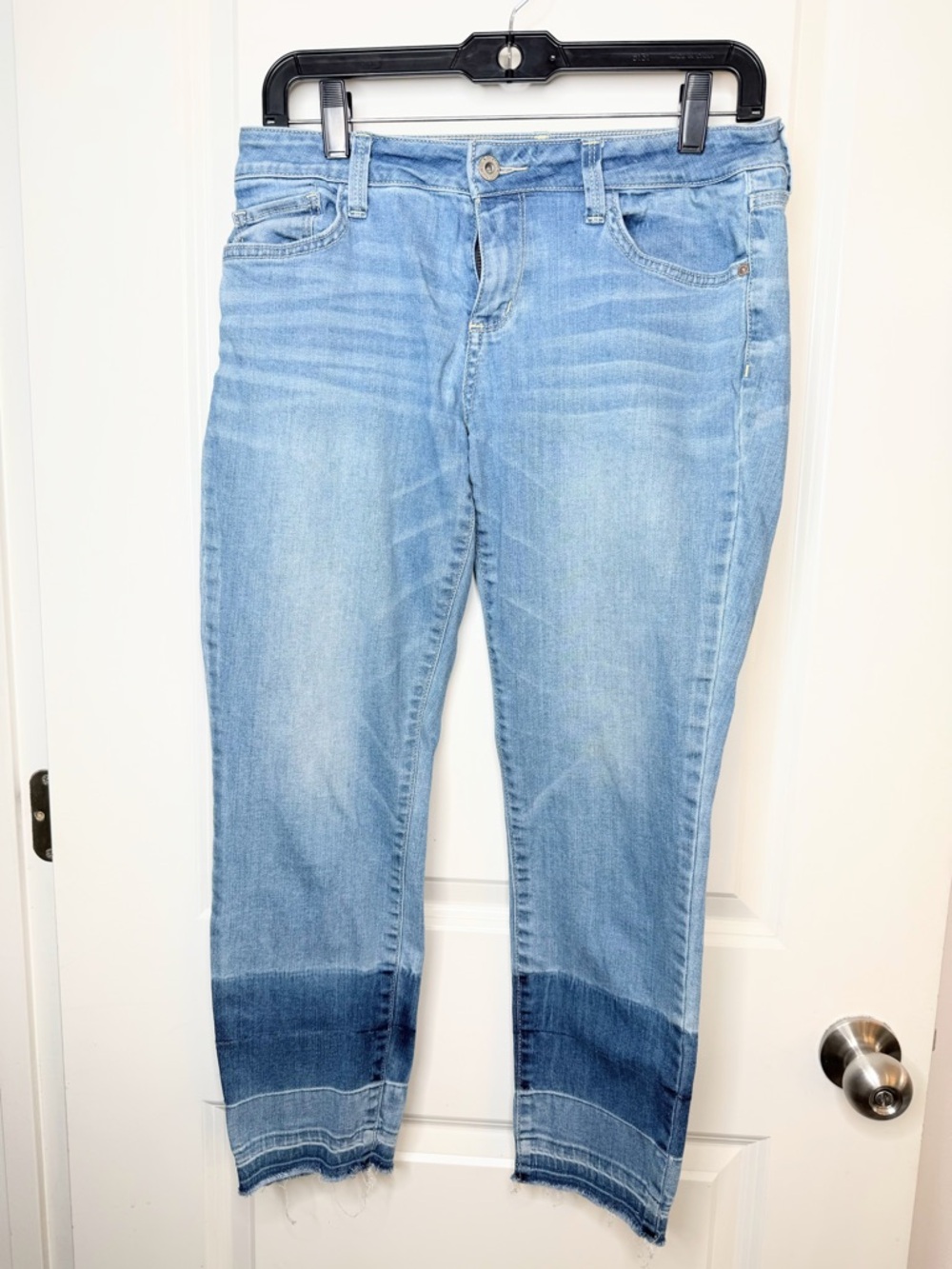 Arizona Jean Co Skinny Jeans Two Tone Raw Hem Crop Denim Womens Size 7